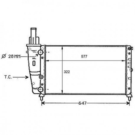 Radiateur refroidissement du moteur Fiat Punto 93-99 Lancia Ypsilon 00-03
