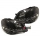 PHARES NOIRS LED DEVIL EYES FEUX DE JOUR DIURNES DRL VW POLO 9N3 2005-2009 (04017)