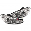 PHARES CCFL ANGEL EYES H4 CHROM PEUGEOT 206 av 2002 (00501)