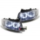 PHARES FEUX NOIRS ANGEL EYES ANNEAUX LED BMW SERIE 3 E90 & E91 PHASES 1 2005-2008 (03725)