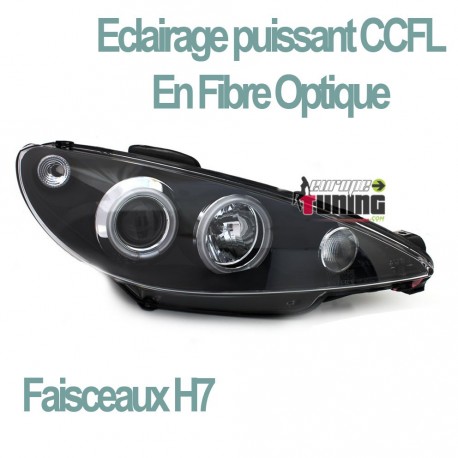 PHARES CCFL ANGEL EYES H7 NOIRS PEUGEOT 206 ap 2002 (00767)