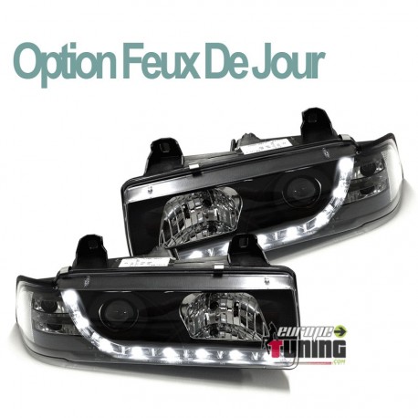 PHARES DIURNES DRL NOIRS BMW E36 COUPE / CABRIO (03317)