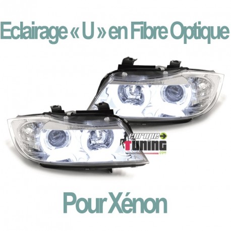 PHARES FEUX AVANTS ANGEL EYES LED CELIS BMW SERIE 3 E90 & E91 AU XENON (04493)