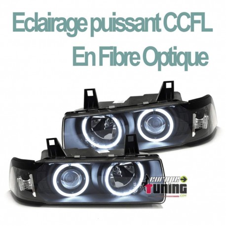 PHARES CCFL ANGEL EYES NOIRS BMW E36 COUPE / CABRIOLET (03504)
