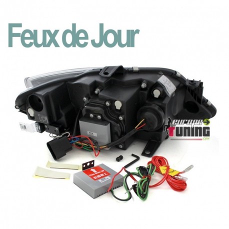 PHARES FEUX AVANTS LED DIURNES DE JOUR NOIRS SEAT IBIZA 6J 2012-2015 (04830)