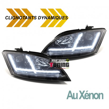 PHARES NOIRS AU XENON AVEC CLIGNOTANTS DYNAMIQUES LOOK 8S POUR AUDI TT 8J (04853)