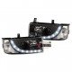 PHARES NOIRS FEUX LED DEVIL EYES VW T4 BUS TRANSPORTEUR MULTIVAN CARAVELLE (13272)