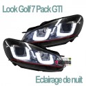 PHARES DIURNES DRL NOIRS GOLF 6 BANDE ROUGE (03967)