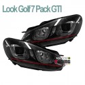 PHARES DIURNES DRL NOIRS GOLF 6 BANDE ROUGE (03967)
