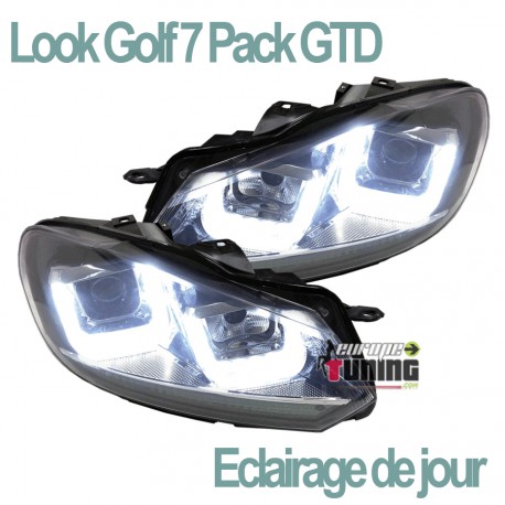 PHARES DIURNES DRL NOIRS GOLF 6 BANDE CHROM (03966)