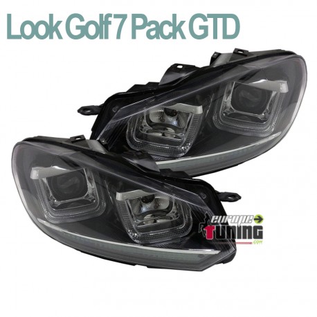 PHARES DIURNES DRL NOIRS GOLF 6 BANDE CHROM (03966)