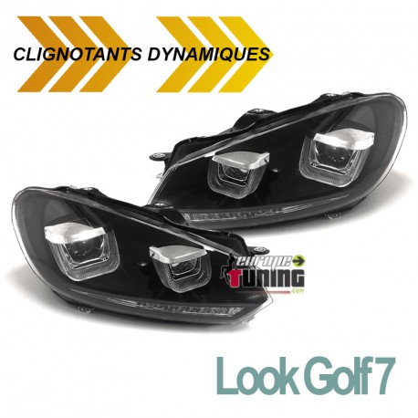 PHARES FEUX AVANTS NOIRS DIURNE DRL AVEC CLIGNOTANTS LEDS DYNAMIQUES VW GOLF 6 (04781)