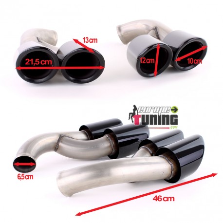 DOUBLES SORTIES SILENCIEUX ECHAPPEMENT SPORT GTS NOIRES PORSCHE 958 TYPE 92A (04968)
