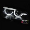 PHARES NOIRS ANNEAUX LED 3D 6000K AU XENON AVEC FEUX DE VIRAGES BMW X5 E70 2007-2010 PH1 (05348)