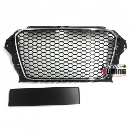 CALANDRE SPORT LOOK RS3 NOIRE ET CHROME AUDI A3 8V 2012-2016 (04837)