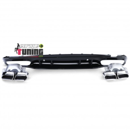 DIFFUSEUR NOIR AVEC SORTIES CHROME LIGNE AMG C63S MERCEDES CLASSE C W205 PH2 PACK SPORT (05484)
