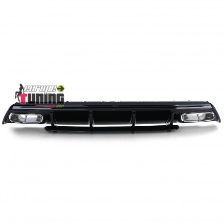 DIFFUSEUR NOIR SPORT DOUBLES SORTIES CHROME MERCEDES CLASSE A W176 PH2 2015-2018 PACK SPORT (05486)