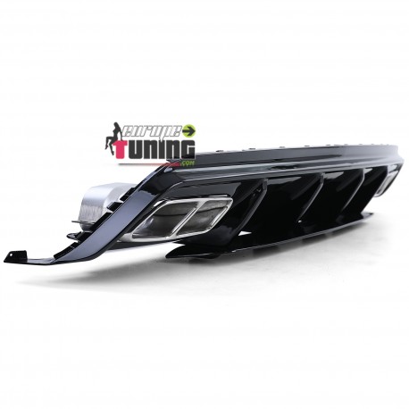 DIFFUSEUR NOIR SPORT DOUBLES SORTIES CHROME MERCEDES CLASSE A W176 PH2 2015-2018 PACK SPORT (05486)