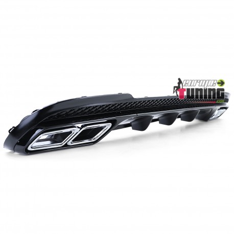 DIFFUSEUR NOIR AVEC SORTIES CHROME LIGNE AMG E63 S MERCEDES CLASSE E W212 PH2 PACK SPORT (05494)