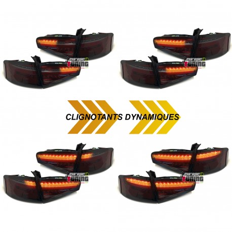 FEUX ROUGES NOIRS LED SEQUENTIELS DYNAMIQUES AUDI A4 B8 BERLINE PH2 A AMPOULES DE SERIE (05593)