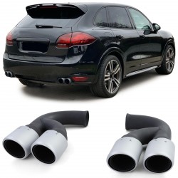 DOUBLES SORTIES ECHAPPEMENT SPORT GTS ARGENT MAT PORSCHE CAYENNE TYPE 92A (05866)