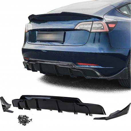 DIFFUSEUR ARRIERE SPORT NOIR BRILLANT TESLA MODEL 3 (05867)