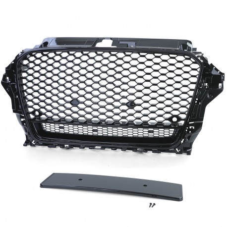 CALANDRE NOIRE BRILLANTE SPORT LOOK RS3 AUDI A3 8V 2012-2016 AVEC PDC (05872)