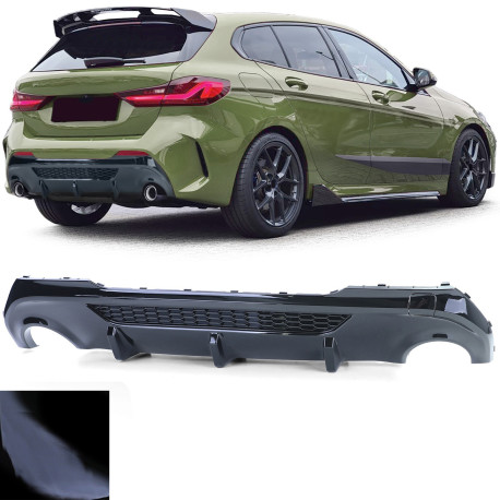 DIFFUSEUR SPORT NOIR BRILLANT DOUBLE SORTIES BMW SERIE 1 F40 118d 120d 128ti (05921)
