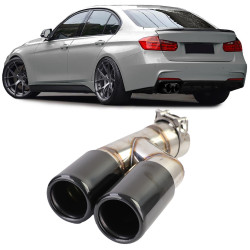SORTIE DUPLEX NOIRES BRILLANTES ECHAPPEMENT SPORT BMW SERIE 3 F30 F31 (05949)