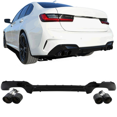DIFFUSEUR SPORT NOIR BRILLANT SORTIES CARBON BMW SERIE 3 G20 318 320 (05957)