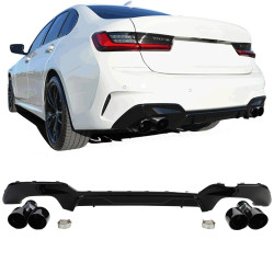 DIFFUSEUR SPORT NOIR BRILLANT SORTIES NOIRES BMW SERIE 3 G20 318 320 (05958)