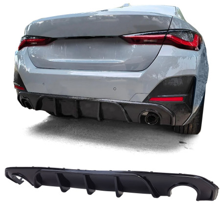 DIFFUSEUR SPORT NOIR BRILLANT SORTIES DROITE ET GAUCHE BMW SERIE 4 G26 GRAN COUPE (05960)