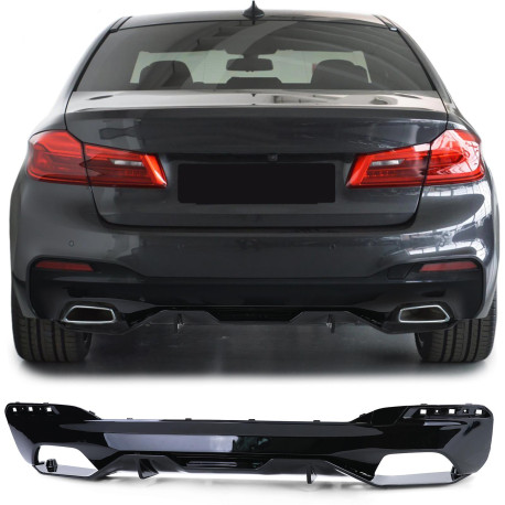 DIFFUSEUR SPORT NOIR DOUBLE SORTIE NOIR BRILLANT BMW SERIE 5 G30 G31 PACK M (05975)