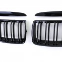 CALANDRES DOUBLES LAMES NOIR BRILLANT BMW SERIE 3 E90 BERLINE & E91 TOURING 2005-2008 (05064)