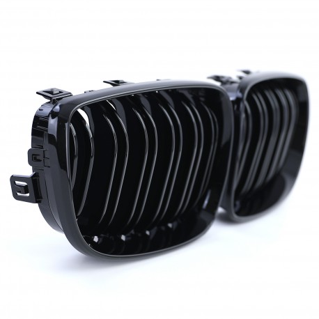 CALANDRES SPORT NOIRES BRILLANTES DOUBLES LAMES PACK M BMW SERIE 1 E81 E82 E87 E88 2007-2012 (05033)