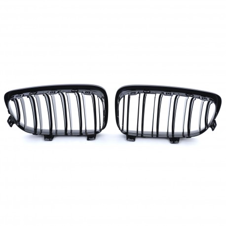 CALANDRES SPORT NOIRES BRILLANTES DOUBLES LAMES PACK M BMW SERIE 1 E81 E82 E87 E88 2007-2012 (05033)