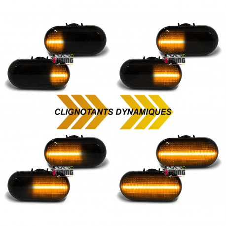 CLIGNOTANTS REPETITEURS SEQUENTIELS LED NOIR RENAULT CLIO II KANGOO II TWINGO ... (06073)