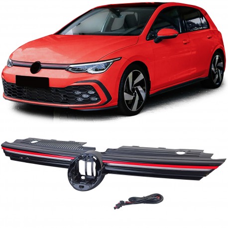 CALANDRE LUMINEUSE LED BANDE ROUGE VOLKSWAGEN VW GOLF 8 (06165)