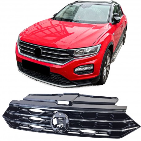 GRILLE CALANDRE SPORT NOIRE ET CHROME VW VOLKSWAGEN T-ROC 2017-2022 (06171)