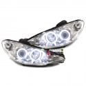 PHARES CCFL ANGEL EYES H4 CHROM PEUGEOT 206 av 2002 (00501)