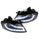 PHARES AVANTS NOIRS AU XENON FEUX DE JOUR LED AUDI A4 B8 2007-2011 (06186)