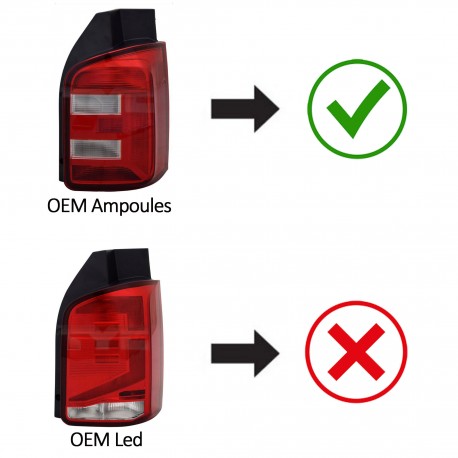 FEUX ROUGES FUMES FULL LED ET DYNAMIQUES VW T6 COFFRE 2 PORTES 2015-2019 (06201)