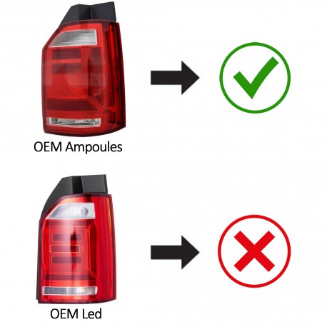 FEUX ROUGES NOIRS LEDS DYNAMIQUES VW T5 BUS TRANSPORTEUR COFFRE 2 PORTES 2003-2009 (06188)
