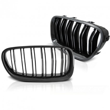 CALANDRES SPORT NOIR BRILLANT DOUBLES LAMES BMW SERIE 5 F10 et F11 (05129)
