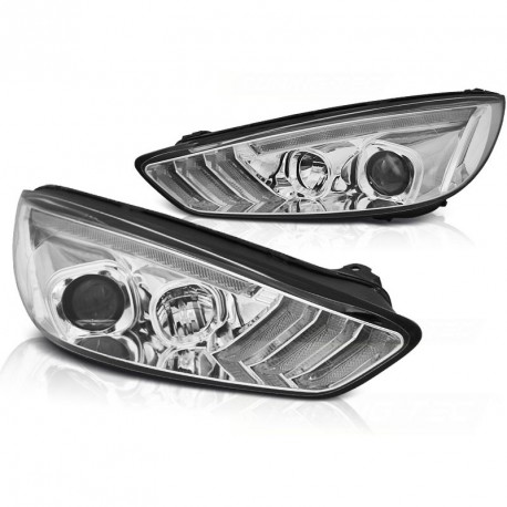 PHARES NOIRS FEUX DE JOUR LED CLIGNOTANTS DYNAMIQUES FORD FOCUS 3 2015-2018 (06284)