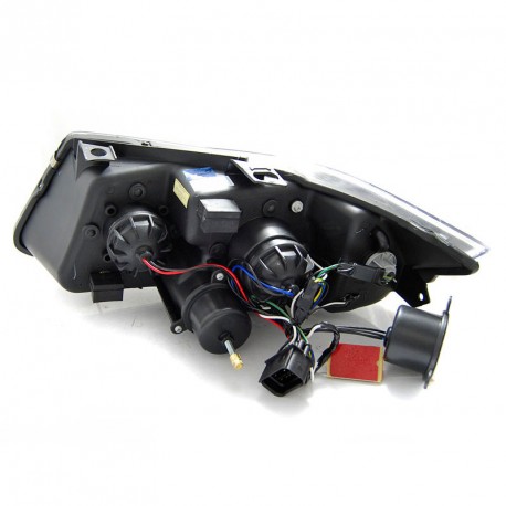 PHARES NOIRS FEUX ANNEAUX LED 3D BMW SERIE 3 E90 E91 2005-2008 (06287)