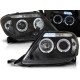 PHARES NOIRS FEUX ANNEAUX LED ANGEL EYES TOYOTA HILUX 2005-2011 (02713)