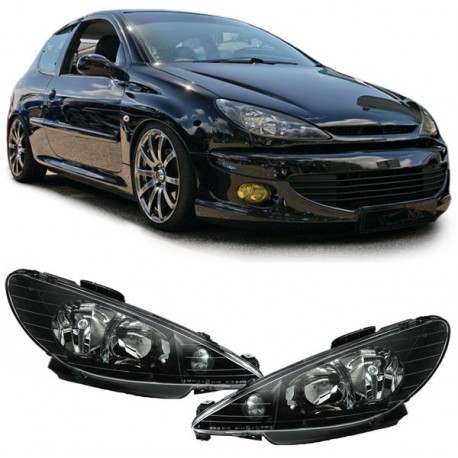PHARES TUNING NOIRS PEUGEOT 206 PRISE H4 (14513)