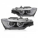 PHARES NOIRS FEUX DE JOUR ANNEAUX LED 3D BMW SERIE 3 F30 F31 2011-2015 (06295)