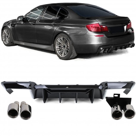 DIFFUSEUR SPORT DUPLEX AVEC SORTIE FACTICE NOIR BMW SERIE 5 F10 F11 520 523 525 528 530 (06326)